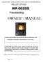 PLEASE KEEP THESE INSTRUCTIONS FOR FUTURE REFERENCE PELLET STOVE HP-0020S