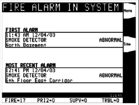 Acknowledging an Alarm, continued How the FACP Indicates that an Alarm has Occurred - Display First-Last: In an alarm situation in which first-last display has been selected, the first alarm will