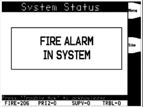 The time of the alarm occurence is displayed by pressing and holding the Event Time softkey. All unacknowledged alarms entries flash until acknowledged. Figure 2-5.