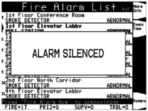 Silencing an Alarm, continued Using the Alarm Silence Key Press the ALARM SILENCE key and read the display. The display briefly shows the signal status, and the ALARM SILENCE LED turns ON steady.