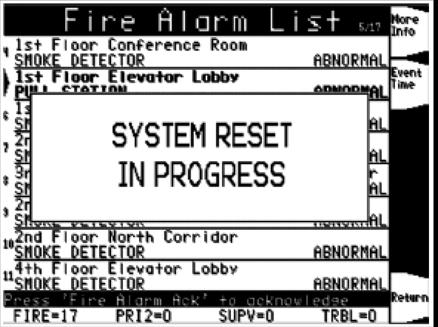Resetting the System, continued Resetting a System with Active Alarms Activated devices (i.e, devices in alarm) can be reset, using the SYSTEM RESET key.