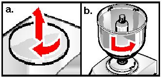 2. If you have not already done so, remove the motor drive cover from the power unit s mono drive (see figure 5a) and place the stainless steel mixing bowl on the mono drive of the power unit.