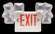 ELX400 SQ Series Thermoplastic Combination Units and Remote Capacity Exit Sign DISTRIBUTOR SELECT Standard Comes with two fully adjustable glare-free SQ light heads for egress lighting, with two (2)