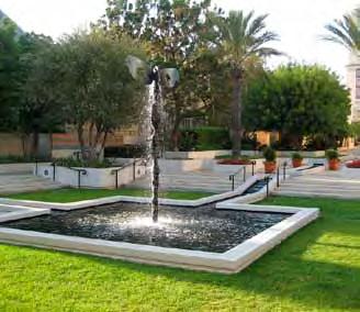 Water features can serve as the focus of a courtyard