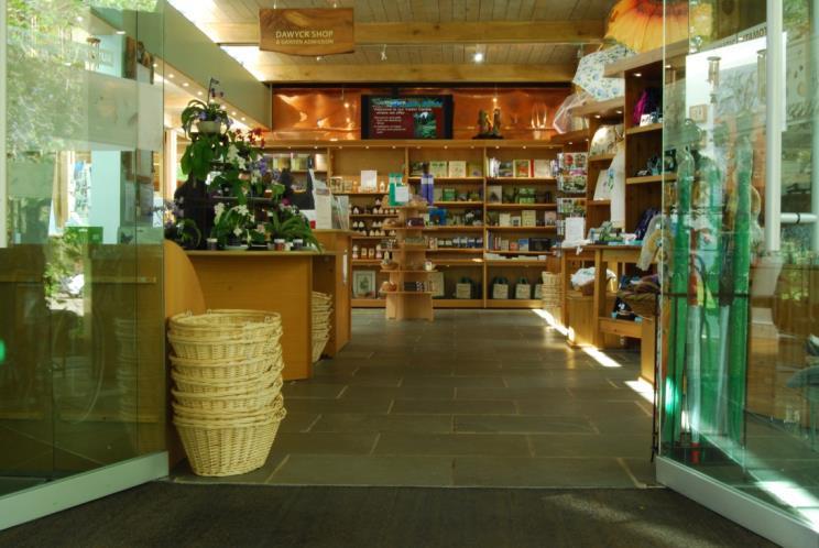 7.0 Shop There is a shop in the visitor centre which is easily accessed directly from the entrance foyer, and offers a wide range of quality gifts, souvenirs, books and plants.