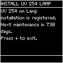 Reset timer for other lamps After resetting the UV