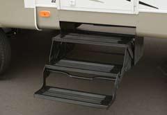 The triple entry step is mounted directly to the frame for the ultimate in safety and durability.