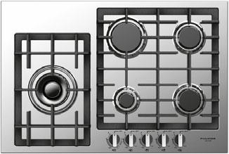102 Series Gas Cooktops400 F4GK30S1 30" Gas Cooktop 5 gas burners with 1 Dual Flame burner Electronic