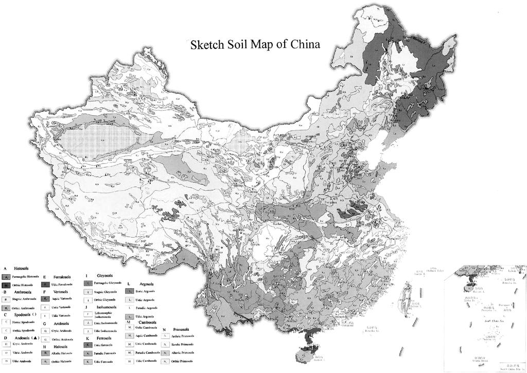 Sketch soil map of China.