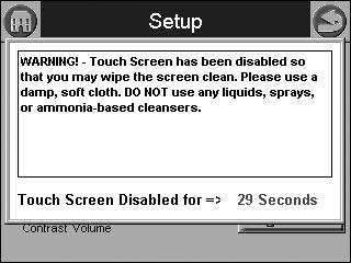 Table 42. Configurable Parameters. Fig. 109. Clean screen setup. A countdown screen displays (Fig. 110) during the screen disable period. It disappears when the touch screen is re-enabled.