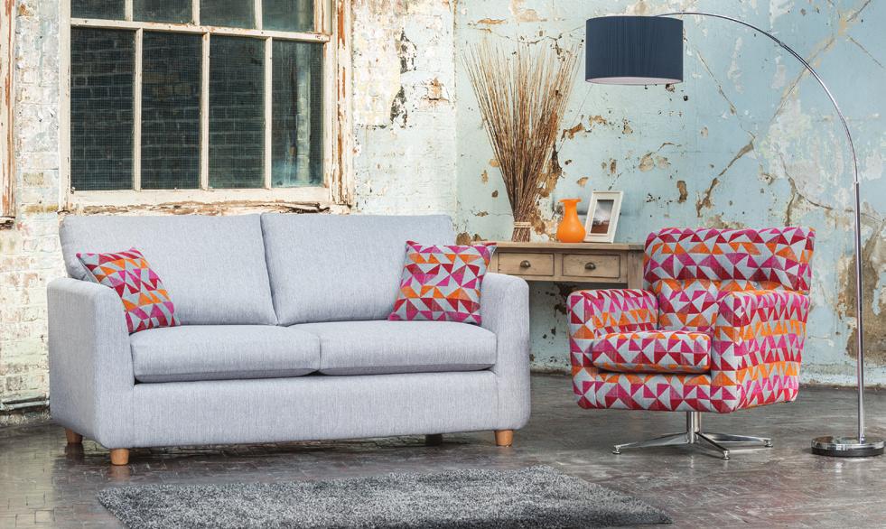 sofa/sofabed in fabric 4552, scatter cushions in 4102, light feet.