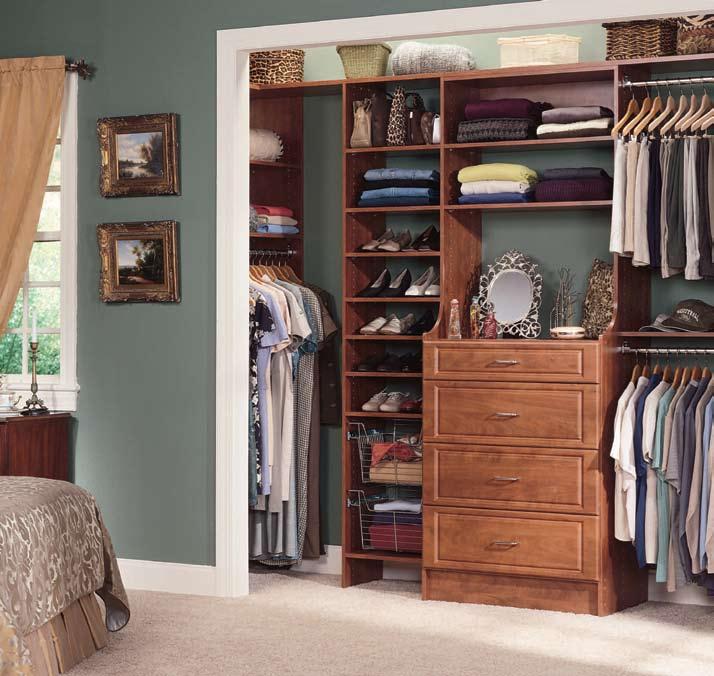 Form and function combine in a MasterSuite closet.