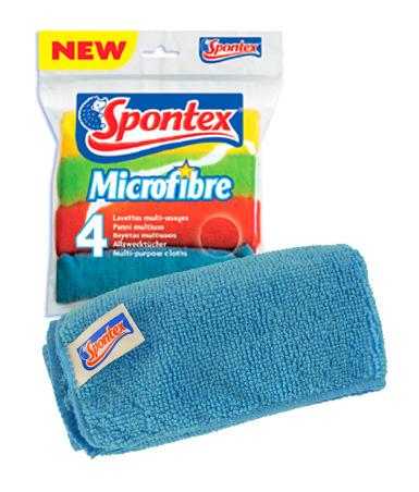 size - 28 x 28 cm Product Code: 9204 Product Description: Microfibre Cloths - 4 pack EAN Code: 3384121223027 MULTIPURPOSE MICROFIBRE CLOTH Spontex microfibre is made of thousands of tiny fibres, so