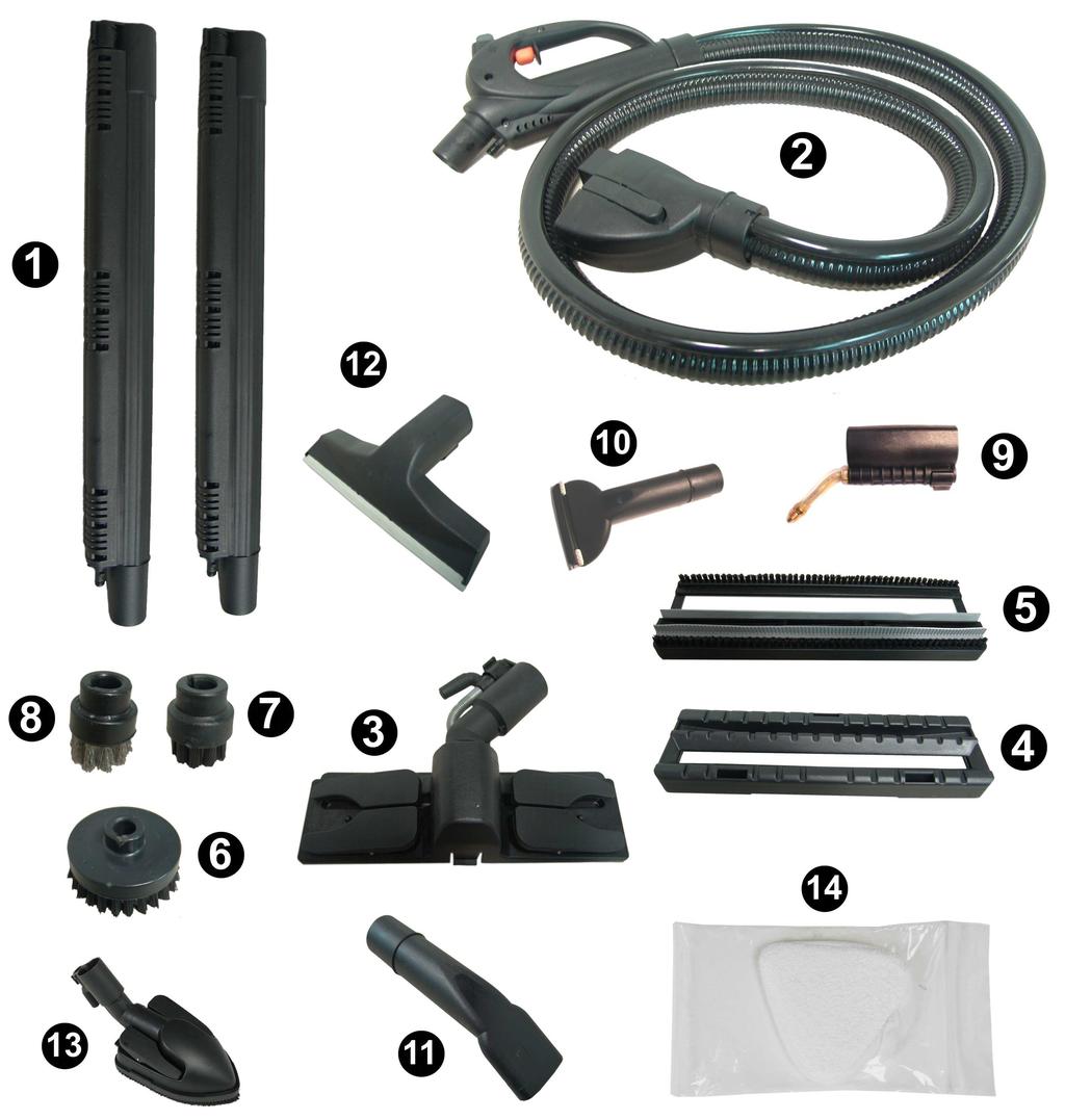 9. ACCESSORIES The right steam hose and suitable accessories are important for the safety of this appliance. Therefore it is recommended to use only genuine steam hose and accessories. 9.