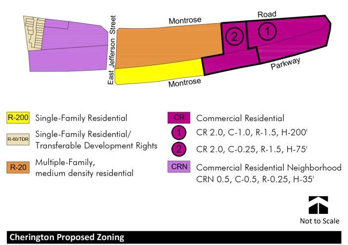 Rezone the vacant property (N279) from the R-200 zone to the CR2.0 C0.25 R1.
