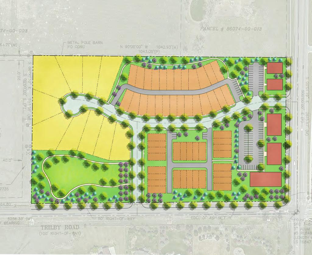 EXISTING SITE PROJECT LIMITS Proposed Residence Legend Single Family (10) Units PROPOSED PERIMETER TRAIL Paired Homes (26) Units PROPOSED SCREEN PLANTING 4-Plex and 6-Plex Townhome (28) Units