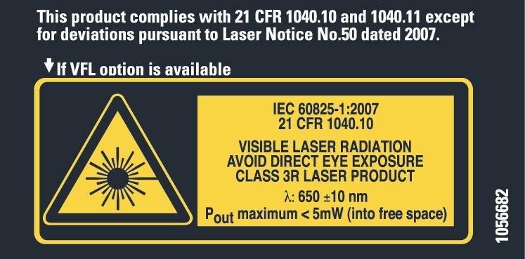 Safety Information Laser Safety Information for FTB-7000 Series (Units with VFL) Laser Safety Information for FTB-7000 Series (Units with VFL) Your instrument is a Class 3R laser product in