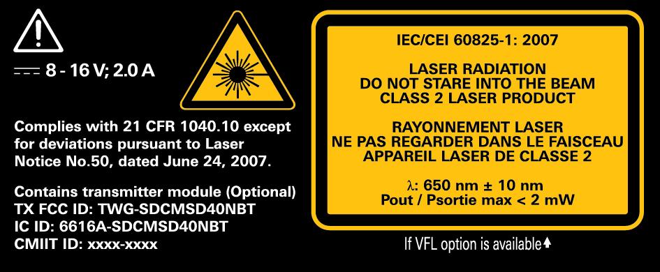 Safety Information MAX-700C Series (Units with VFL) MAX-700C Series (Units with VFL) Your instrument is a Class 2 laser product in compliance with standards IEC 60825-1: 2007 and 21 CFR 1040.