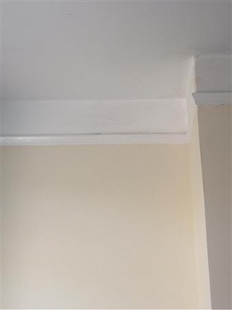 patchy marks to top of wall.