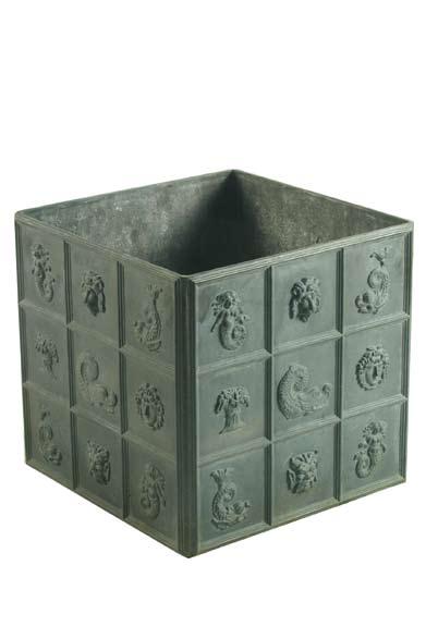 The Square Cistern [item 52] A classical hand made English square lead cistern having inset decorative elements to each elevation.