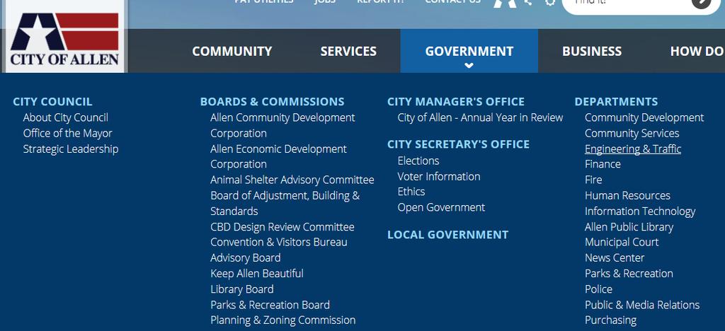 Now this information is available from the top navigation bar Government drop down menu, Under Departments, click