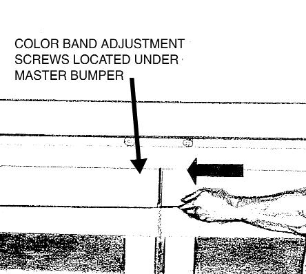 BUMPER SCREW If a gap is present 1in the color band, the master bumper must be removed to gain access to the adjustment screws.
