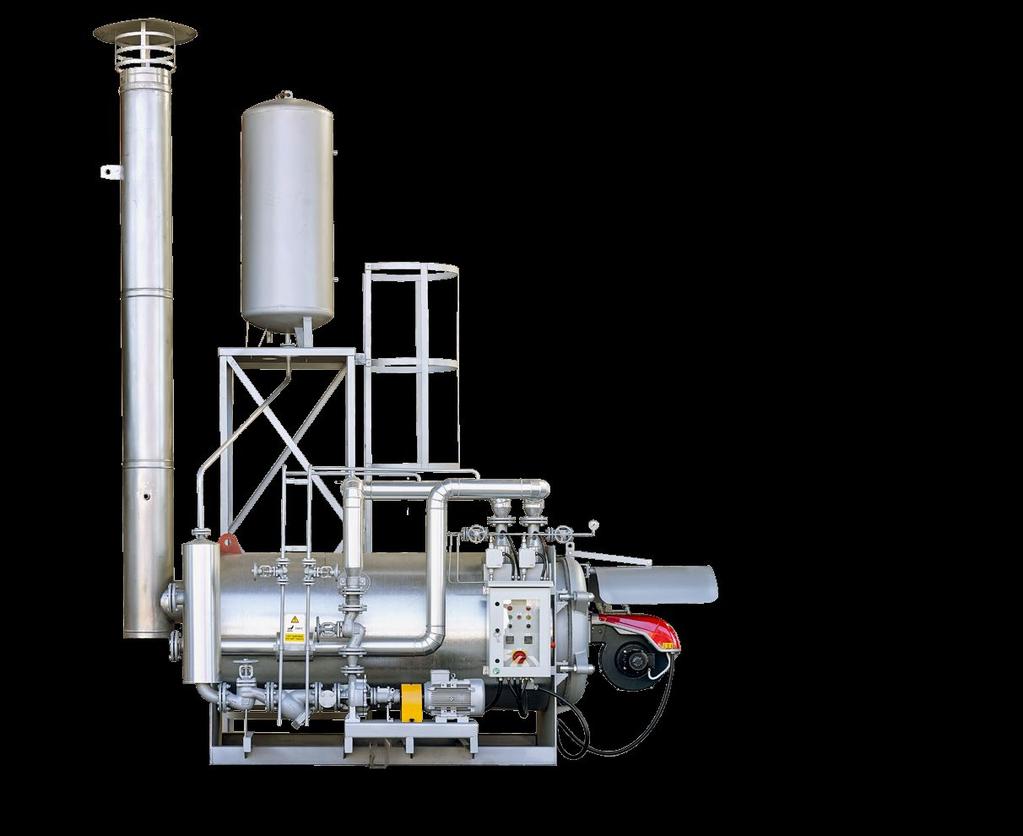 Benefits at a glance From 200 000 kcal/h to 2 000 000 kcal/h capacity Double line, double pipe heating coil Suitable with burner for all fuel types Complete system with expansion tank and circulation