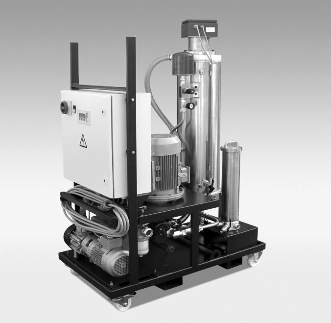 FluidAqua Mobil FAM Economy Series Description The FluidAqua Mobil FAM Economy series operates on the principle of vacuum dewatering to eliminate free and dissolved water as well as free and