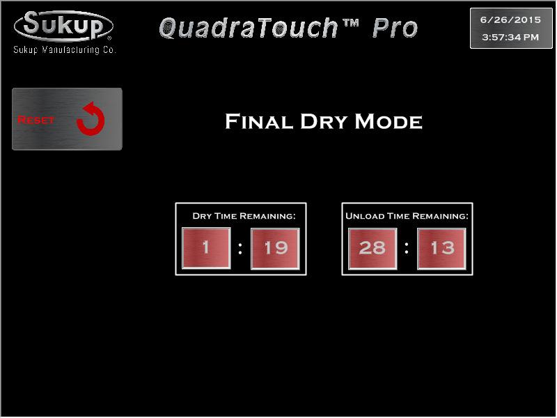 When the dryer is empty, the air switch will most likely not be closed. Start Final Dry Final Dry mode is used to finish off the last batch when there is no more grain to dry in continuous flow.