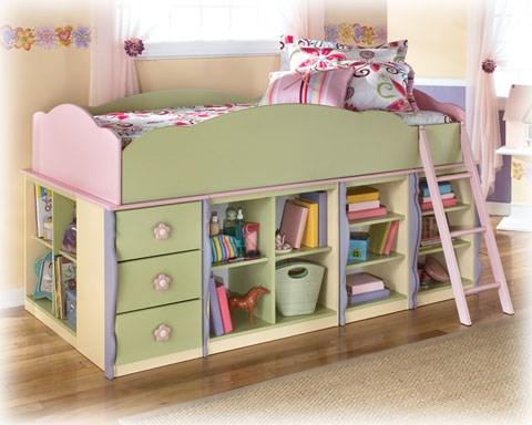 The loft bed can be configured in a variety of ways.