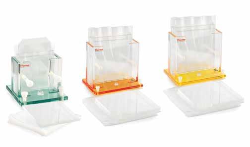 u electrophoresis Thermo Scientific Owl JGC-4, JGC-3, JGC-2 Gel Casting Systems Fast, unique way to cast polyacrylamide gels Pouch collects excess polyacrylamide and seals bottom of gel, eliminating