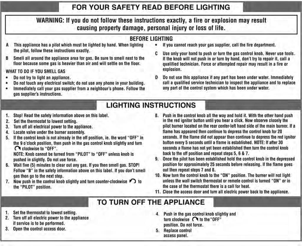 Millivolt Lighting Instructions Recommended