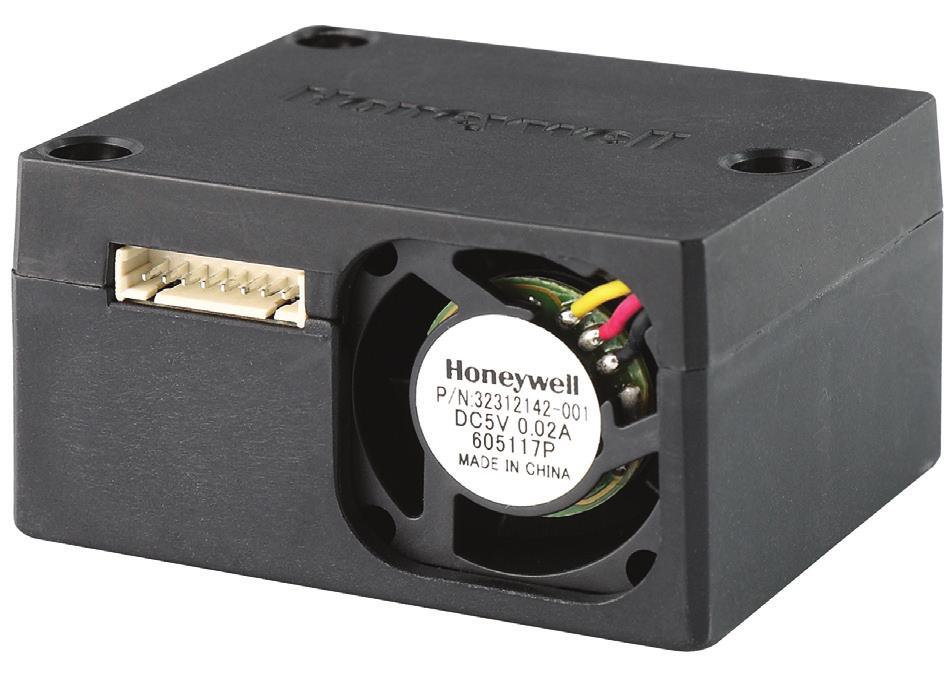 HPM Series Particle Sensor DESCRIPTION The Honeywell HPM Series Particle Sensor is a laser-based sensor which uses the light scattering method to detect and count particles in the concentration range