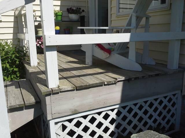 3. Patio and Porch Deck MAINTENANCE: Whether treated or not, it is important to keep a wood deck surface free of all forms of fungal growth and debris that retains moisture and will cause the deck to