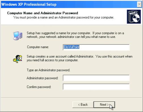Setting up the Computer Name and Password When the following window appears,