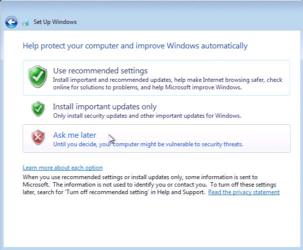 Set up Automatic Updates Select your Windows