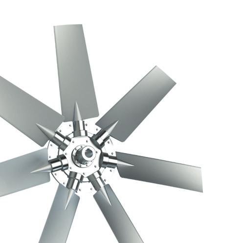 Large diameter fan and low energy consumption Lightweight and highly efficient Large diameter