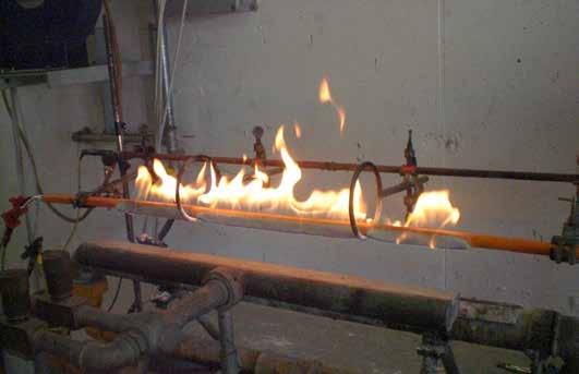 A sample of cable is held on a flame at about 750 C for a period of minimum 90 min,