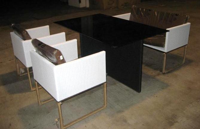 white / 4 black) Double Chair: 130W*59L*70H cm w/ 6cm seat & back cushions