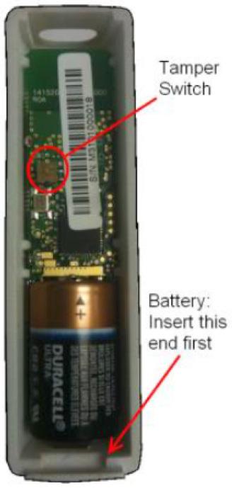 2. Find the supplied CR2 3-volt lithium battery 3. Find the tamper switch 4. Remove the battery 5.