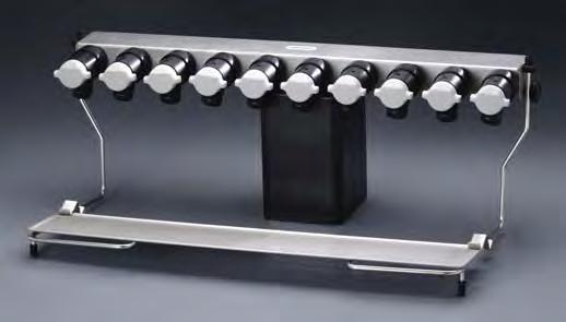 9 cm), type 304 stainless steel, complete with 24 neoprene valves with molded plastic knobs that accommodate both 1/2" and 3/4" adapters for connection of flasks.