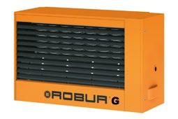 General characteristic Robur G ROBUR G Thermal load [kw] 15 93 Heating capacity [kw] 15,8 90,2 Air flow [m 3 /h] 2300 8250 Weight [kg] 55 122 Casing powder-painted sheet steel Colour orange (PANTONE