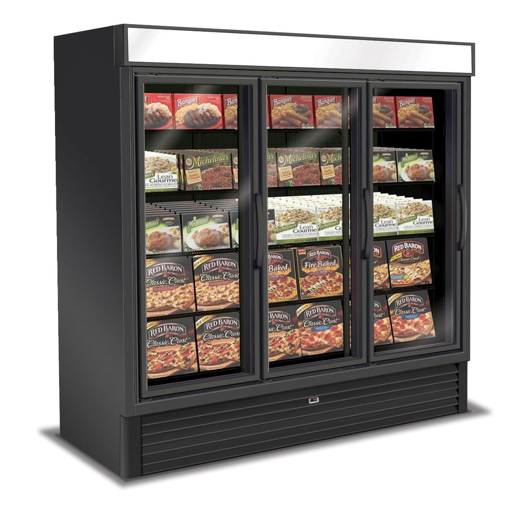 VRL Self-Contained, Reach-In Bottom Mount, Low Temperature Merchandiser Advanced Design - Contemporary styling places maximum attention on merchandising - Self-closing Innovator doors.