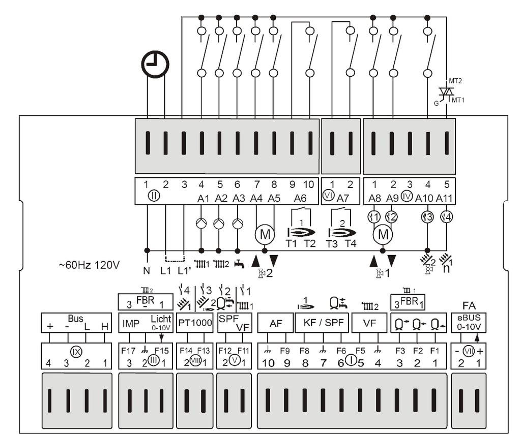 CHAPTER 7: E8 CONNECTOR TERMINAL ASSIGNMENTS CHAPTER 7: E8 CONNECTOR TERMINAL ASSIGNMENTS 120V~; Relay switching capacity 2(2)A, 250V~ 2 6 4 9 3 8 5 1 7 Figure 7-1: E8 Controller Rear Panel Terminals