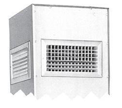 It is through the discharge grille for unit sizes 10 and 12. Cabinet insulation 1/2" multi-density glass fiber is standard. Cabinets can be supplied fully insulated with 1/2" closed cell insulation.