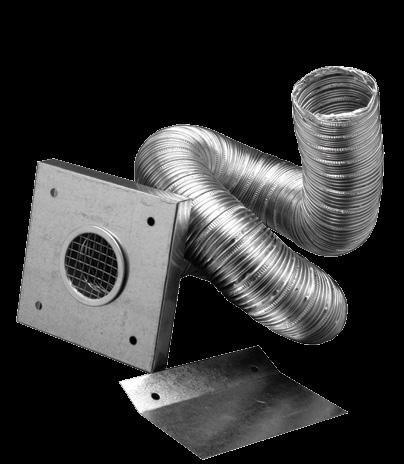 PelletVent Pro iofuel Chimney Fresh Air Intake Kit *updated description* 5 5 ¾ Kit includes: faceplate with screen, moisture barrier, aluminum flex, and two clamps.