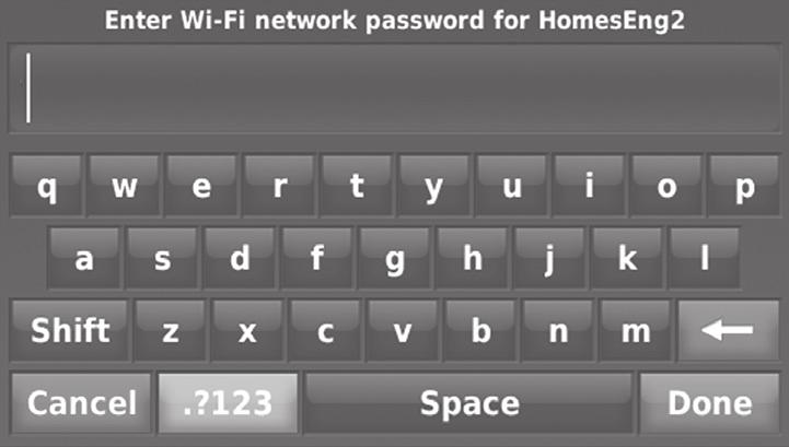 1c Using the keyboard, touch the characters that spell out your home network