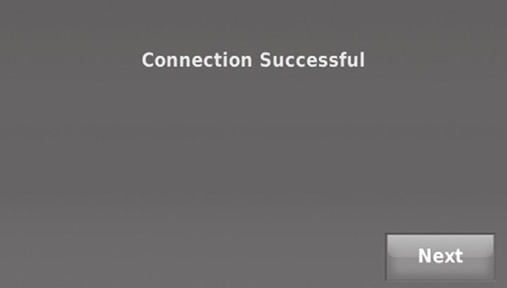 Please wait... then shows a Connection Successful screen.