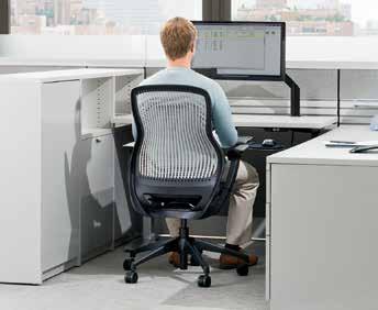 DT1BC4623 > Template, pg 11; ReGeneration by Knoll chair, pg 20; Sapper XYZ Monitor Arm, pg 25; Act II keyboard, pg 29; Orchestra desktop accessories, pg 30 2 Interaction Electric Height-Adjustable