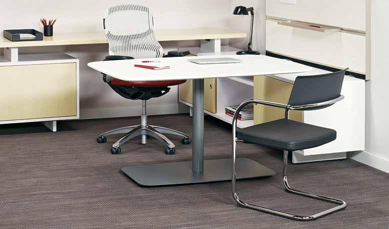 Moment side chair > Generation by Knoll chair, pg 20; Copeland Light, pg 30; Smokador desktop accessories, pg 30 Knoll side chairs welcome guests and complement a wide range of aesthetics.